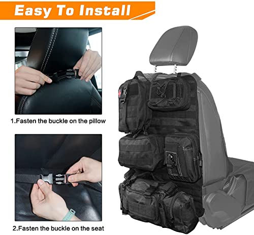 Z8 Tactical Front Seat Back Storage Bag/Hanger Bag Organizer with 5 Bags,Universal fits for All Vehicel - color: Black
