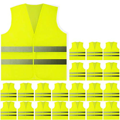 PeerBasics, 20 Pack, Yellow Reflective High Visibility Safety Vest, Hi Vis Silver Strip, Men Women, Work, Cycling, Runner, Construction (Mesh, 20)… - color: Yellow, size: 20