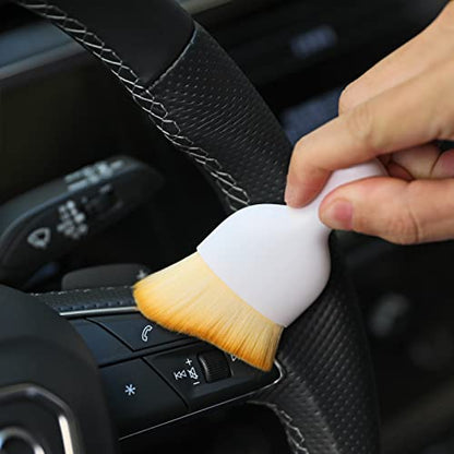 AOCISKA Car Interior Detailing Brush,Soft Bristle Cleaning Brush Car Detailing Brush Dusting Brush,Car Interior Cleaning Tool,Auto Detail Brush Car Dash Duster Brush (White with Cap) - color: White With Cap