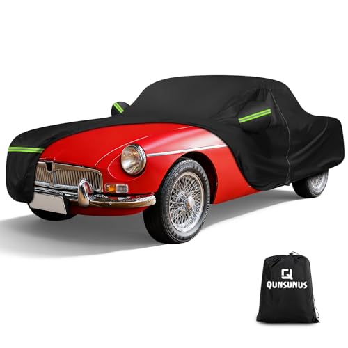 QUNSUNUS Car Cover for MG MGB Roadster/GT 1962-1981, Waterproof MGB Roadster Covers with Cotton Lining, All Weather Cover with Straps and Zipper for Wind, Sun and Dust Protection - color: for MGB Roadster/GT 1962-1981