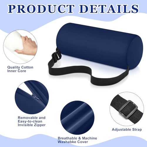 Wenqik 2 Pcs Lumbar Support Pillow Lumbar Roll Lower Pillow Office Seat Cushion with Adjustable Strap and Washable Cover for Travel Gaming Chair Car Seat Pain Relief (Blue) - color: Blue