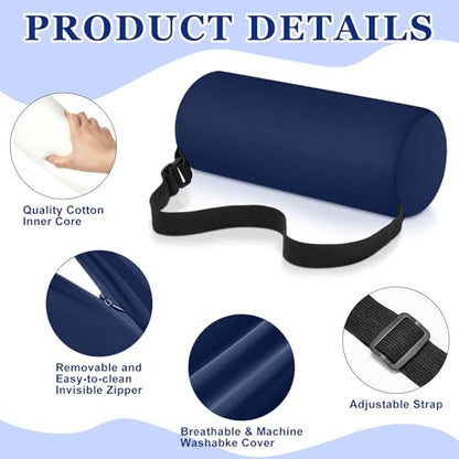 Wenqik 2 Pcs Lumbar Support Pillow Lumbar Roll Lower Pillow Office Seat Cushion with Adjustable Strap and Washable Cover for Travel Gaming Chair Car Seat Pain Relief (Blue) - color: Blue