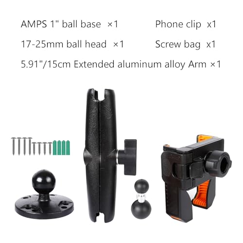 xik Universal Phone Mount Holder for Boat Car Truck Motorcycle UTV - AMPS Round Base, [1s Lock & Release][360° Adjustable], Fits 4.7"-7.2" Phones, Heavy Duty, Wall Mount - style: Long style