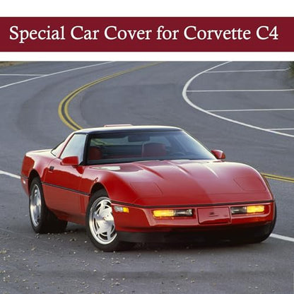 Indoor Car Cover Compatible with 1984–1996 C4 Corvette Custom-fit Breathable Dust-Proof Stretch Car Cover for Underground Garage, Car Show（Black+Red） - size: C4