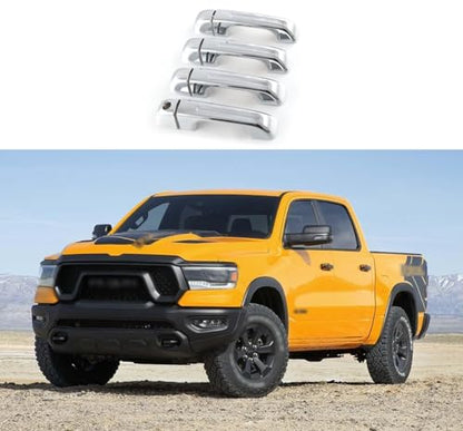 Car Accessories Fit for Dodge Ram 1500 2025 2024 2023 2022 2021 2020 2019 Door Handle Cover Trims （Chrome Silver W/O Smart Hole ABS 8PCS - color: Chrome Silver W/O Smart Hole