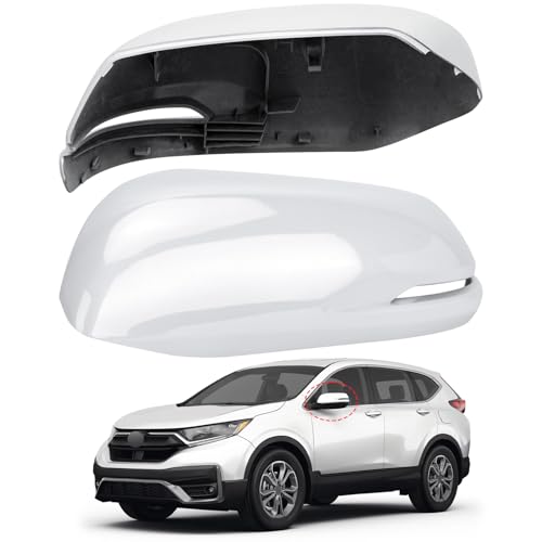 Driver Side Mirror Cover Replacement for Honda CRV 2017 2018 2019 2020 2021 2022 - Left Side Mirror Covers, Rear View Mirror Cap Accessories White, With Lamp - color: White-With Lamp, size: Driver Side (Left)