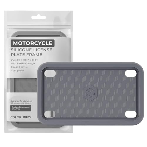 Rightcar Solutions Motorcycle License Plate Frame Premium Silicone, Rust-Proof, Rattle-Proof, Weather-Proof Plate Holder, Street Legal, Custom Bike Tag Frame - Grey - color: Grey