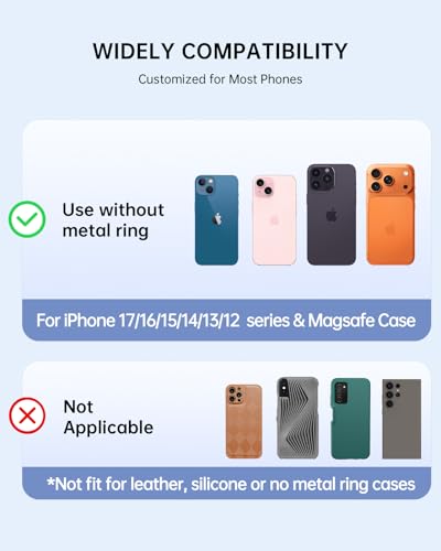 Magnetic Phone Ring Holder with MagSafe - Magnetic Phone Grip MagSafe Ring Holder Magnet Removable Cell Phone Stand Cute Stylish Accessories for iPhone 17 16 15 14 13 12 Series, White Conch