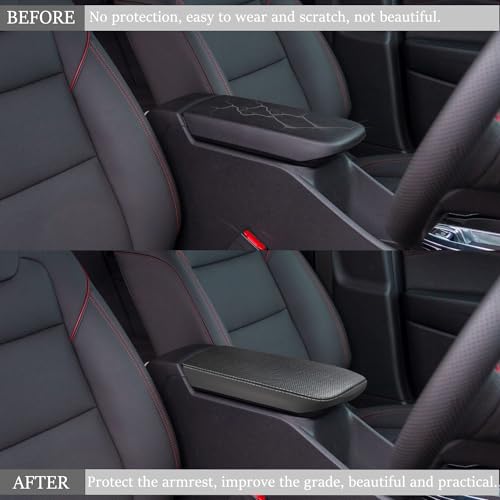 Car Armrest Cover Waterproof Center Console Pad Scratch Resistance Box Cover Anti-Scratch Leather Protector Pad for Chevy Trax 2024 2025 2026 Accessories(Carbon Fiber + Black) - color: Carbon Fiber + Black