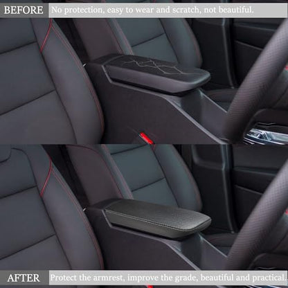 Car Armrest Cover Waterproof Center Console Pad Scratch Resistance Box Cover Anti-Scratch Leather Protector Pad for Chevy Trax 2024 2025 2026 Accessories(Carbon Fiber + Black) - color: Carbon Fiber + Black