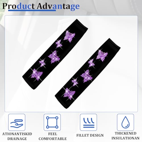 Car Seat Belt Covers, 2PCS Butterfly Soft Vehicle Seatbelt Shoulder Strap Pad Cushions, Comfortable Automotive Interir Harness Pad, Universal for SUV Automobile Truck (Purple) - color: Purple