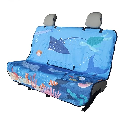 Back Seat Cover for Car Trucks Van SUV,Waterproof Rear Bench Towel Seat Covers for Dogs and Kids,Automotive Backseat Protector (Seaworld) - color: Seaworld, size: Rear Bench Seat Towel