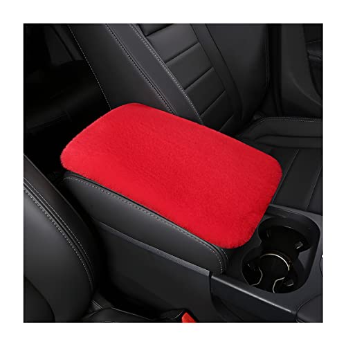 Fluffy Car Armrest Cover, Universal Car Center Console Pad, Car Armrest Seat Box Cover Decor Accessories for Women Men, Armrest Seat Box Cover Protector for Most Vehicle, SUV, Truck, Car (Red) - color: Red