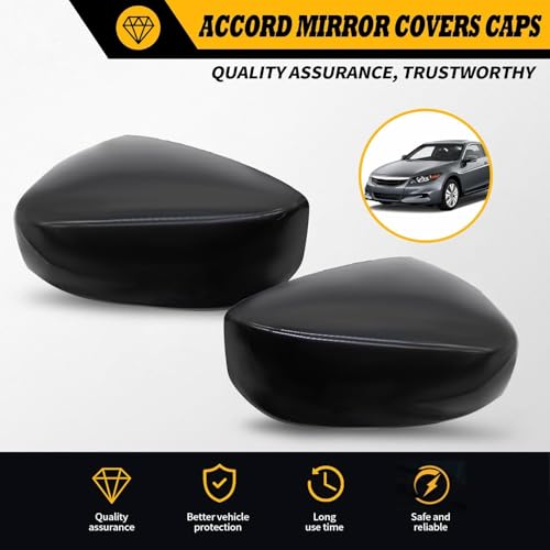 2PCS Front Driver and Passenger Side Black Rearview Mirror Caps Compatible with Accord 2008 2009 2010 2011 2012 2013