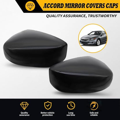 2PCS Front Driver and Passenger Side Black Rearview Mirror Caps Compatible with Accord 2008 2009 2010 2011 2012 2013