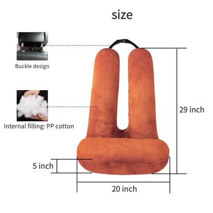 FHSGGP Travel Pillow Car Travel Sleep Support Pillow 2-in-1 Lap Pillow and Car Pillow with Neck and Body Support for Adults and Kids on Long Trips Kids Travel Pillow Brown - color: E-brown
