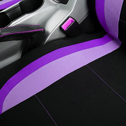Flying Banner Car Seat Covers Front Seats Rear Bench Polyester car seat Protectors Easy installations Rear Bench Split Classic Man Lady Truck - color: Black Purple & Light Purple