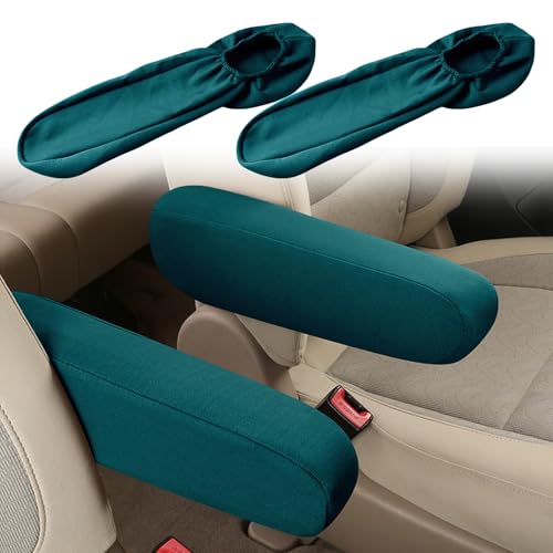 2PC Car Front Seat Armrest Covers,Universal Size Seat Arm Rest Cover,Flat Cloth Fabric Armrest Cover,Car Interior Accessories(Green,1Pair) - color: Green-2PC