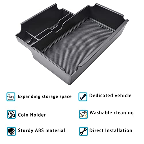 EDBETOS Center Console Organizer Tray Compatible with Ford Explorer Accessories 2020 2021 2022 2023 2024 2025 2026 Interior Secondary Armrest Storage Glove Box Divider Insert ABS Material, Black Trim