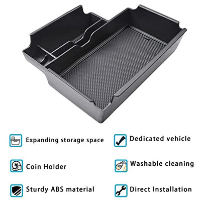EDBETOS Center Console Organizer Tray Compatible with Ford Explorer Accessories 2020 2021 2022 2023 2024 2025 2026 Interior Secondary Armrest Storage Glove Box Divider Insert ABS Material, Black Trim