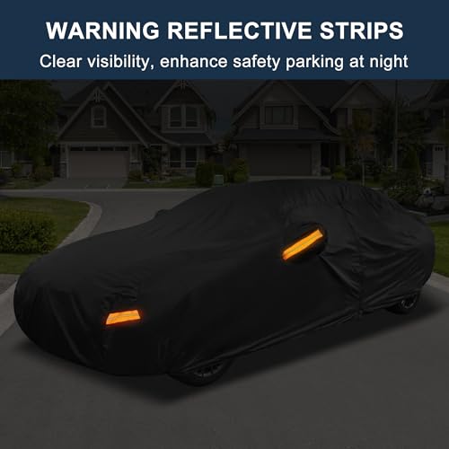 X AUTOHAUX Car Cover for BMW 3 Series 2013-2025 Aluminum Film Outdoor Waterproof Sun Rain Snow Hail Protection with Driver Door Zipper - size: for BMW 3 Series 2013-2024