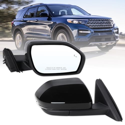 Right Passenger Side Mirror Compatible With 2020 2021 2022 2023 2024 2025 2026 Ford Explorer With Power Folding Heated Blind Spot Puddle Light Turn Signal Black Replace#LB5Z17682SD(10Pins) - color: 10Pins, size: R