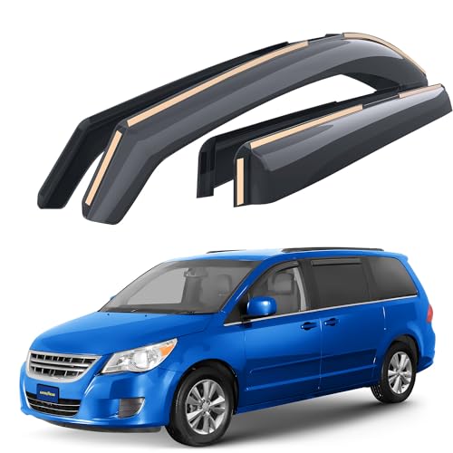 Goodyear Shatterproof in-Channel Window Deflectors for Volkswagen (VW) Routan 2009-2014, Rain Guards, Window Visors for Cars, Vent Deflector, Car Accessories, 4 pcs - GY008006 - color: For Routan 09-14
