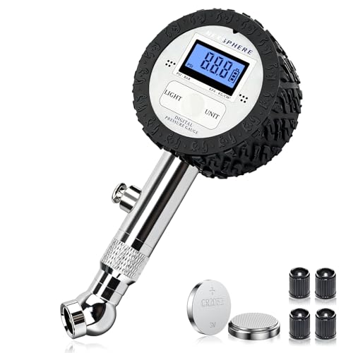 1.5'' Digital Tire Pressure Gauge, LED Display with 360° Swivel Chuck, High-Precision Air Pressure Gauge for Tires, 100 PSI for Trucks, RVs, Motorcycles, and Heavy-Duty Applications - size: 1.5" Digital LED - 100 PSI