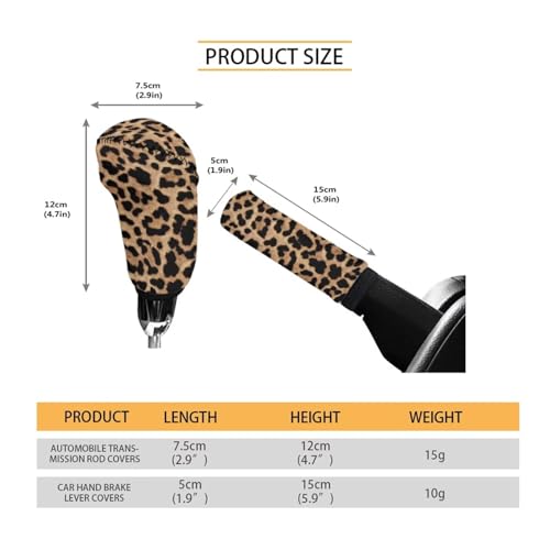Handbrake and Gear Shift Knob Cover 2 Piece Automobile Hand Brake Cover Car Interior Accessories - color: Leopard Print