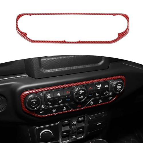 RT-TCZ for Wrangler JL Center Dash AC Switch Cover Trim Frame for Jeep Wrangler JL JLU Gladiator JT 2018-2023 Red Carbon Fiber Interior Accessories - color: Red Carbon Fiber