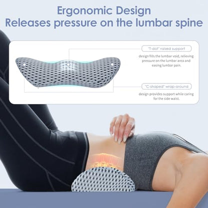 kasney Lumbar Support Pillow, Back Pillow for Low Back Pain Relief, Ergonomic Streamline Car Seat, Office Chair, Recliner and Bed (Gray) - color: Gray