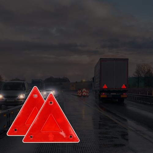 6 Pcs Red Safety Reflector Warning Sign, 6"x6" Slow Moving Vehicle Triangle Sign, Safety Triangles Dot Approved Road Outdoor Use for Outdoor Truck, Car, Golf Cart