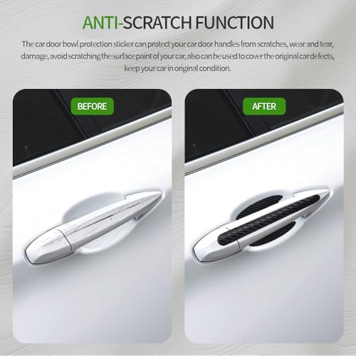 8PCS Carbon Fiber Anti Scratch Stickers - Universal Car Door Handle Paint Guard Cover, Door Handle Cup Protective Film for Most Vehicles - color: Black