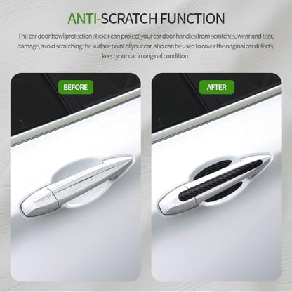 8PCS Carbon Fiber Anti Scratch Stickers - Universal Car Door Handle Paint Guard Cover, Door Handle Cup Protective Film for Most Vehicles - color: Black