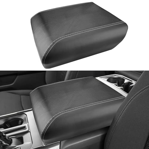 INTGET Center Console Cover for 2025 2026 Ford F150 Accessories Interior 2021 2022 2023 2024 Car Middle Arm Rest Armrest Lid Seat Cover Protector Elbow Cushion Pad (Carbon Fiber Texture, 2021-2026) - color: Carbon Fiber Texture, size: 2021-2026
