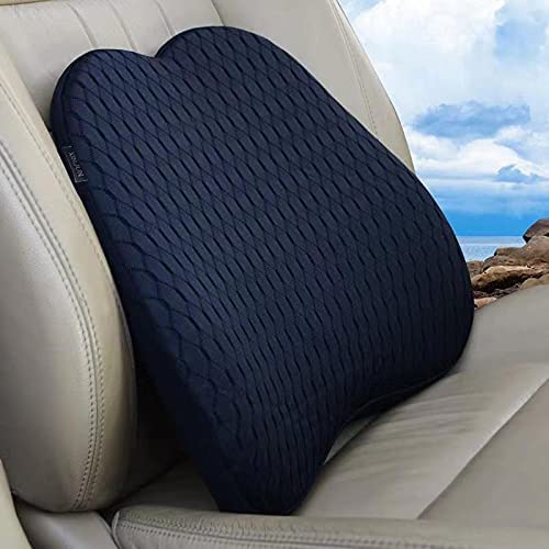 Memory Foam car Lumbar Support Pillow - Memory Foam Back Cushion - Used for car Seats, Office Chairs, recliners, Sofas, etc. (Black) - color: Black