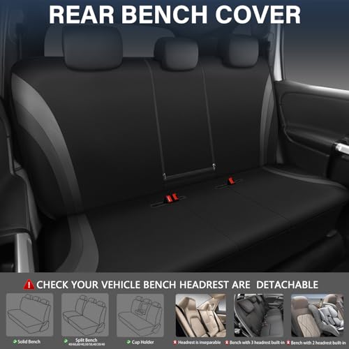 CAR PASS EVA Waterproof Car Seat Covers Full Set with 4Pcs Waterproof Car Floor Mats Universal Fit Airbag Compatible Automotive Interior Covers for Sedans, Trucks,Vans,SUV (Combo Set, Black & Gray) - color: Black & Gray