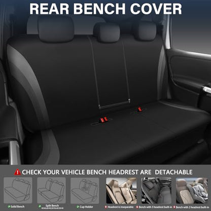 CAR PASS EVA Waterproof Car Seat Covers Full Set with 4Pcs Waterproof Car Floor Mats Universal Fit Airbag Compatible Automotive Interior Covers for Sedans, Trucks,Vans,SUV (Combo Set, Black & Gray) - color: Black & Gray