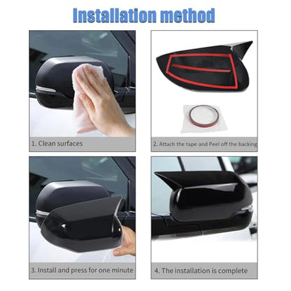 AUCERAMIC Stick-on Mirror Cover Caps Fit 2022-2024 for Toyota Tundra 2023-2024 for Sequoia 3.4L Door Side View Mirror Back Cover Cap Overlay (Glossy Black) - style: Glossy Black