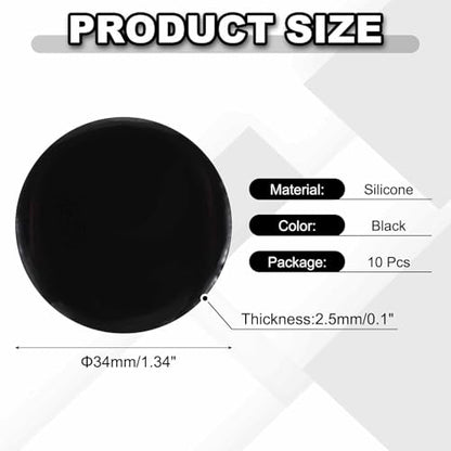 10 Pcs Round Anti-Slip Mat, 1.34" Diameter Phone Grip Pad Non-Slip Silicone Mat Anti-Skid Holder for Phone Keys Sunglasses Electronic Devices, Black - color: Black, size: 1.34"