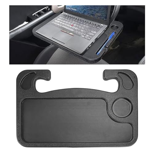 GLSOWEE Car Steering Wheel Tray, Computer Office Car Table Tray, Auto Steering Wheel Desk for Eating, Multipurpose Car Desk Travel Accessories for Most Vehicles Steering Wheel (Black) - color: Black