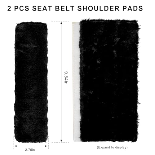 Sun Walker 2PCS Seat Belt Shoulder Pads, Fluffy Soft Plush Auto Seat Belt Pads for Protecting Your Neck & Shoulder, Comfortable Seatbelt Cover Warm Protective Cushion for Most Cars (Black) - color: Black