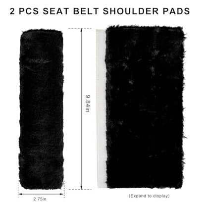 Sun Walker 2PCS Seat Belt Shoulder Pads, Fluffy Soft Plush Auto Seat Belt Pads for Protecting Your Neck & Shoulder, Comfortable Seatbelt Cover Warm Protective Cushion for Most Cars (Black) - color: Black