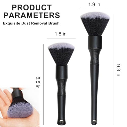 2 Microfiber Detailing Brushes, Car Interior Detailing Brush for Air Vent,Dashboard, Leather,Cleaning Tool Efficient Dust Removal for Car Interior, Computers, Keyboards, Digital Device