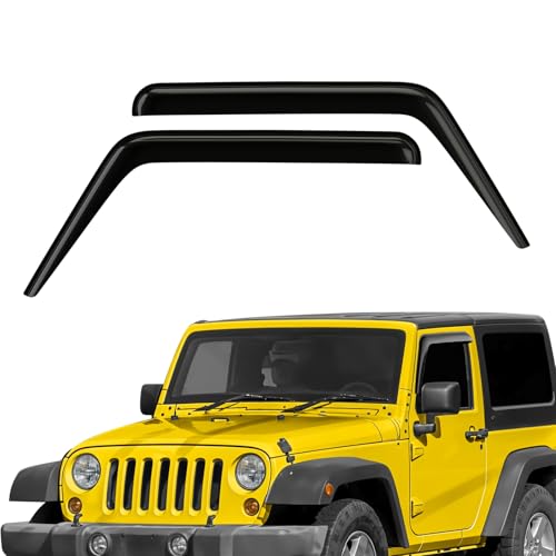 Extra Durable Window Deflectors Tape-On Window Visors Rain Guards Fit for Jeep Wrangler JK 2007-2018, Sun Visors, Wind Vent for Shades, Exterior Car Accessories - 2pcs. AG0145 - color: For Jeep Wrangler 07-18 JK