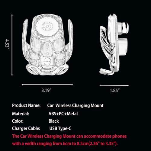 Ultimate Phone Holders for Your Car Wireless Charger, Cute Car Phone Holder,Auto-Clamping Mount Vent Goth Accessories Cradle for iPhone/Samsung Galaxy/Moto/Pixel
