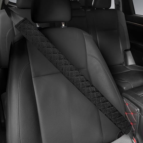 surpassme Car Seat Belt Pads Cover, 1 PC 25.5in Extra Length Seat Belt Shoulder Strap Covers Protector to Release Stress to Neck and Shoulder for a Safety Driving (Black) - color: Black, size: 1pc-25.5 inches