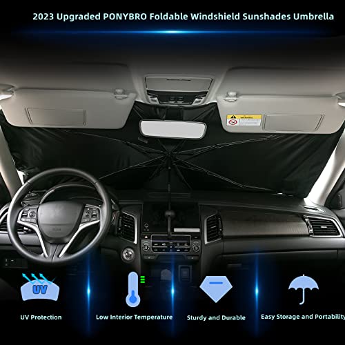 Car Windshield Sun Shade Umbrella Foldable for Sedan,SUVs and Vans, Durable Sun Shield with 100% UV Protection & Heat Insulation, Universal Fit Car Sun Visor 57" x 31.5" inches.