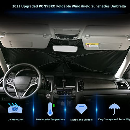 Car Windshield Sun Shade Umbrella Foldable for Sedan,SUVs and Vans, Durable Sun Shield with 100% UV Protection & Heat Insulation, Universal Fit Car Sun Visor 57" x 31.5" inches.