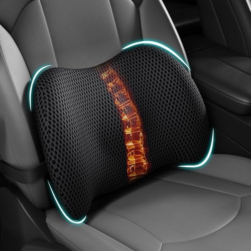 BYMECOST Lumbar Support Pillow for Car, Memory Foam Car Seat Back Support Pillow for Driving, Back Cushion with Strap for Pain Relief, Ergonomic Back Cushion for Office Chair, Wheelchair (Black) - color: Black